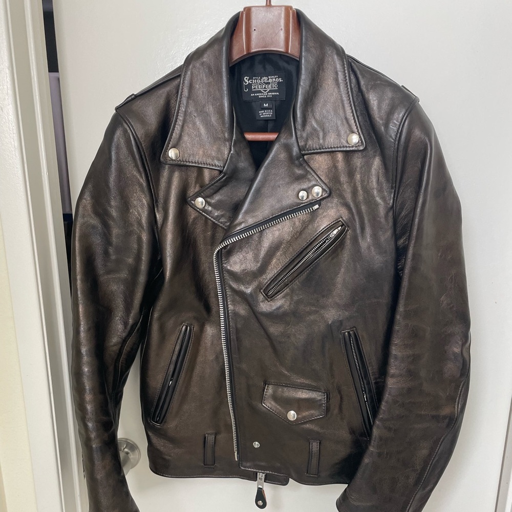 Schott Shinki Hikaku Leather Perfecto Jacket only 68 pieces Bronze Black Medium